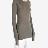 Grey t-shirt worn by a person, showing the t-shirt fit