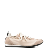 Tan sneakers, front view