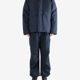 Navy jacket, full body view