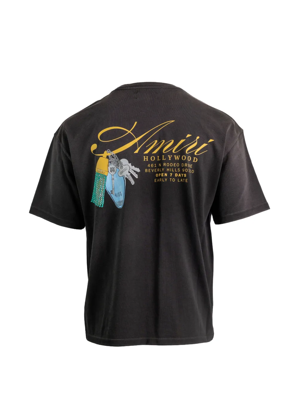 Black t-shirt, back view