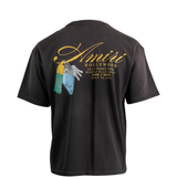 Black t-shirt, back view