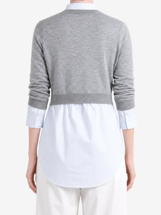 Grey top, full body view