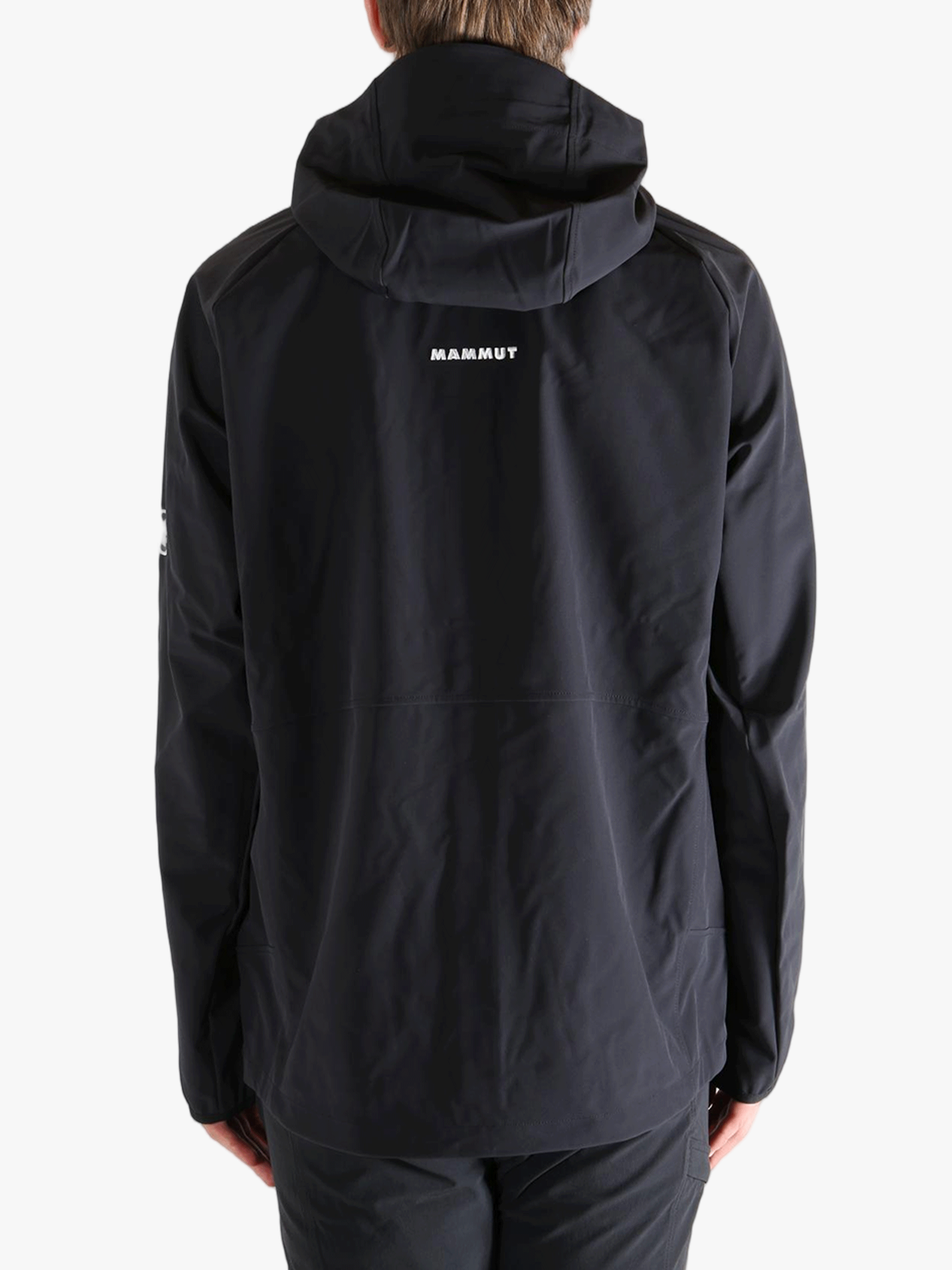 Black jacket worn by a person, showing the jacket's fit