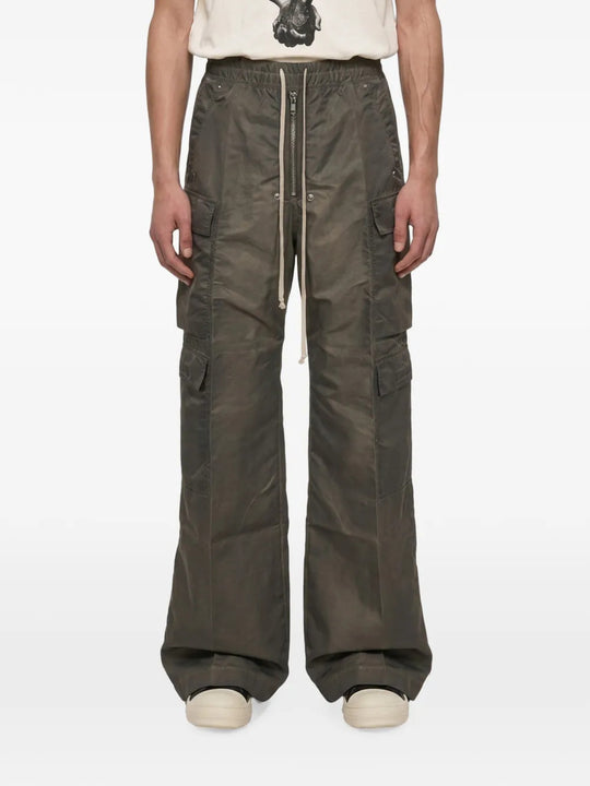 Green pants, full body view