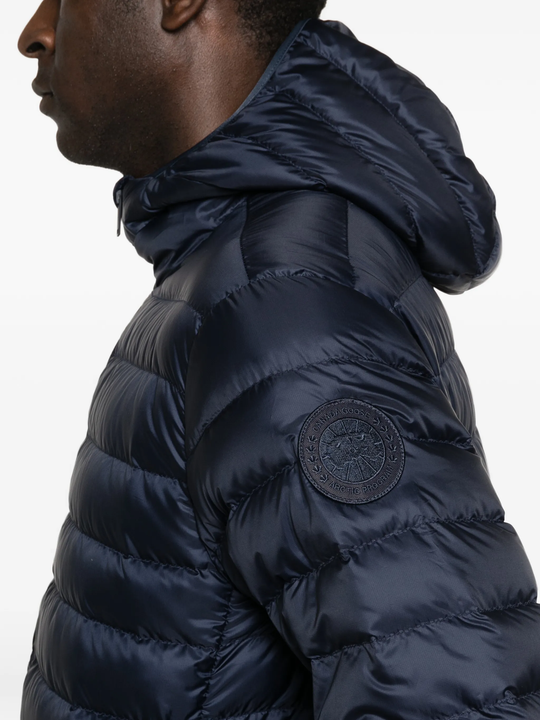 Close up of black jacket, showing texture of the Polyamide fabric