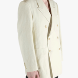 White jackets worn by a person, showing the jackets fit