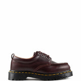 Burgundy shoes, side view