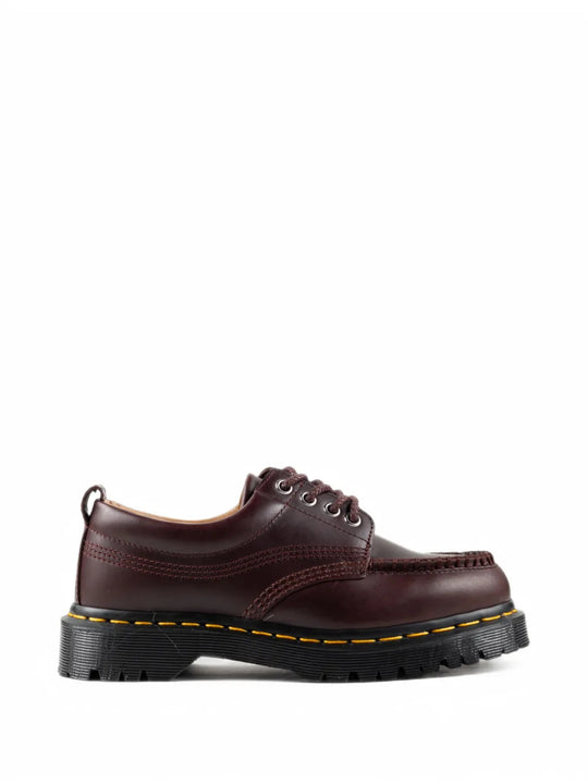Burgundy shoes, side view
