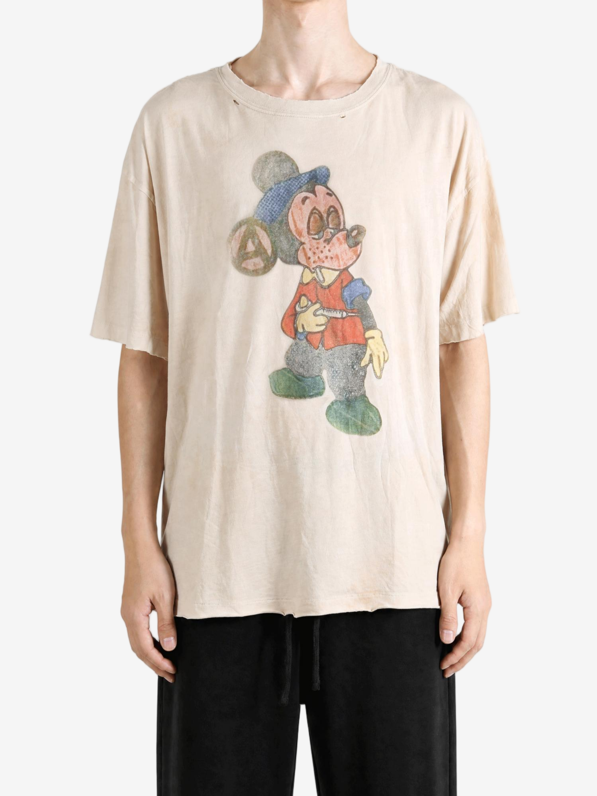 Tan t-shirt, full body view