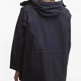 blue jackets and coats worn by a person, showing the jackets and coats fit