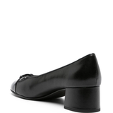 Black loafers, back view