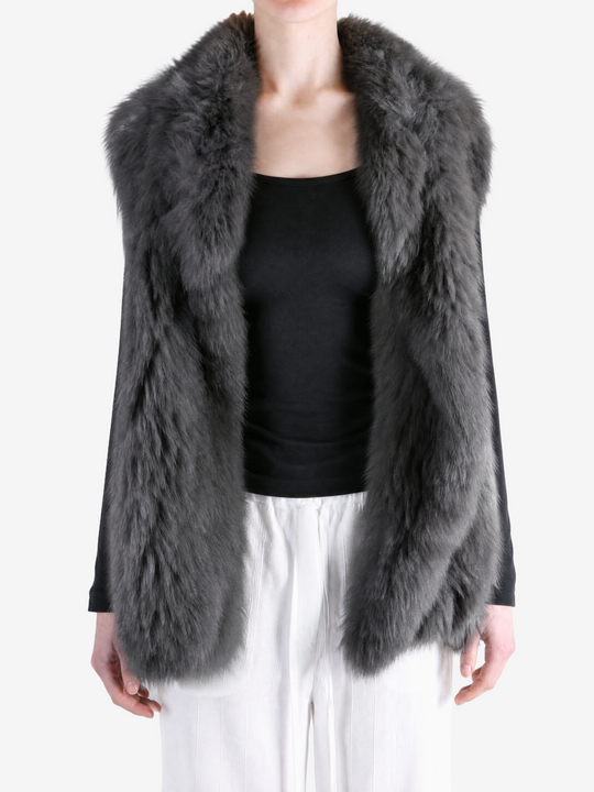 Grey jacket worn by a person, showing the jacket fit
