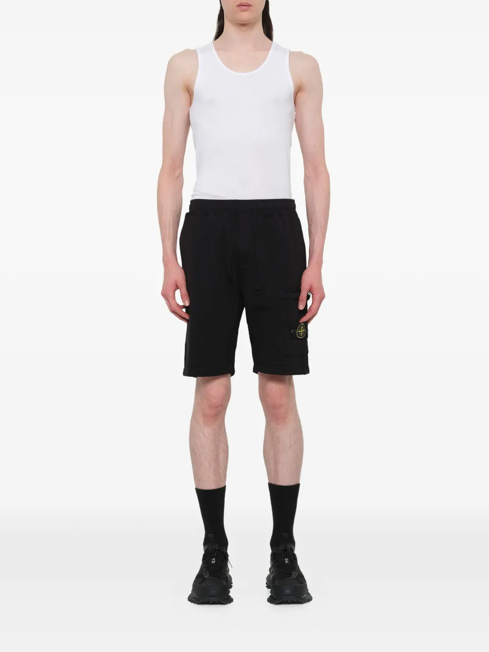 Black shorts,full body view