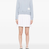 blue hoodie, full body view