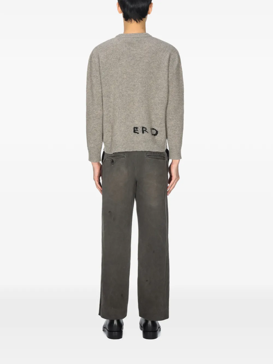 grey knitwear, full body view