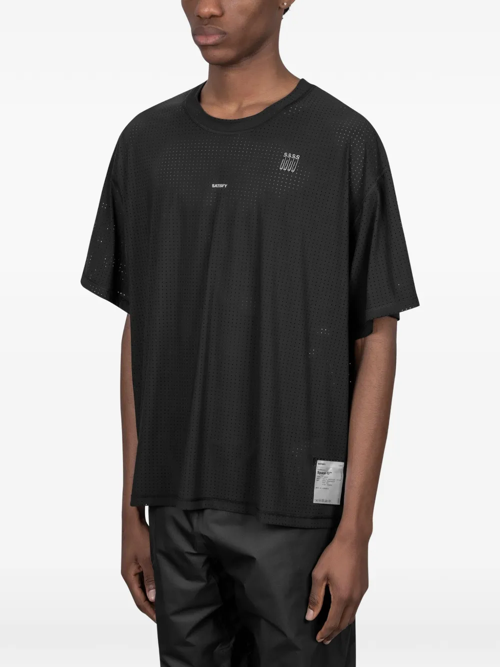 Black t-shirt, full body view