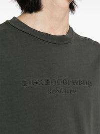 ALEXANDER WANG Women Acid Wash & Embossed Logo Short Sleeve Tee