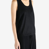 Black worn by a person, showing the top's fit