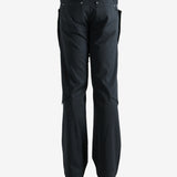 Black pants worn by a person, showing the pants' fit