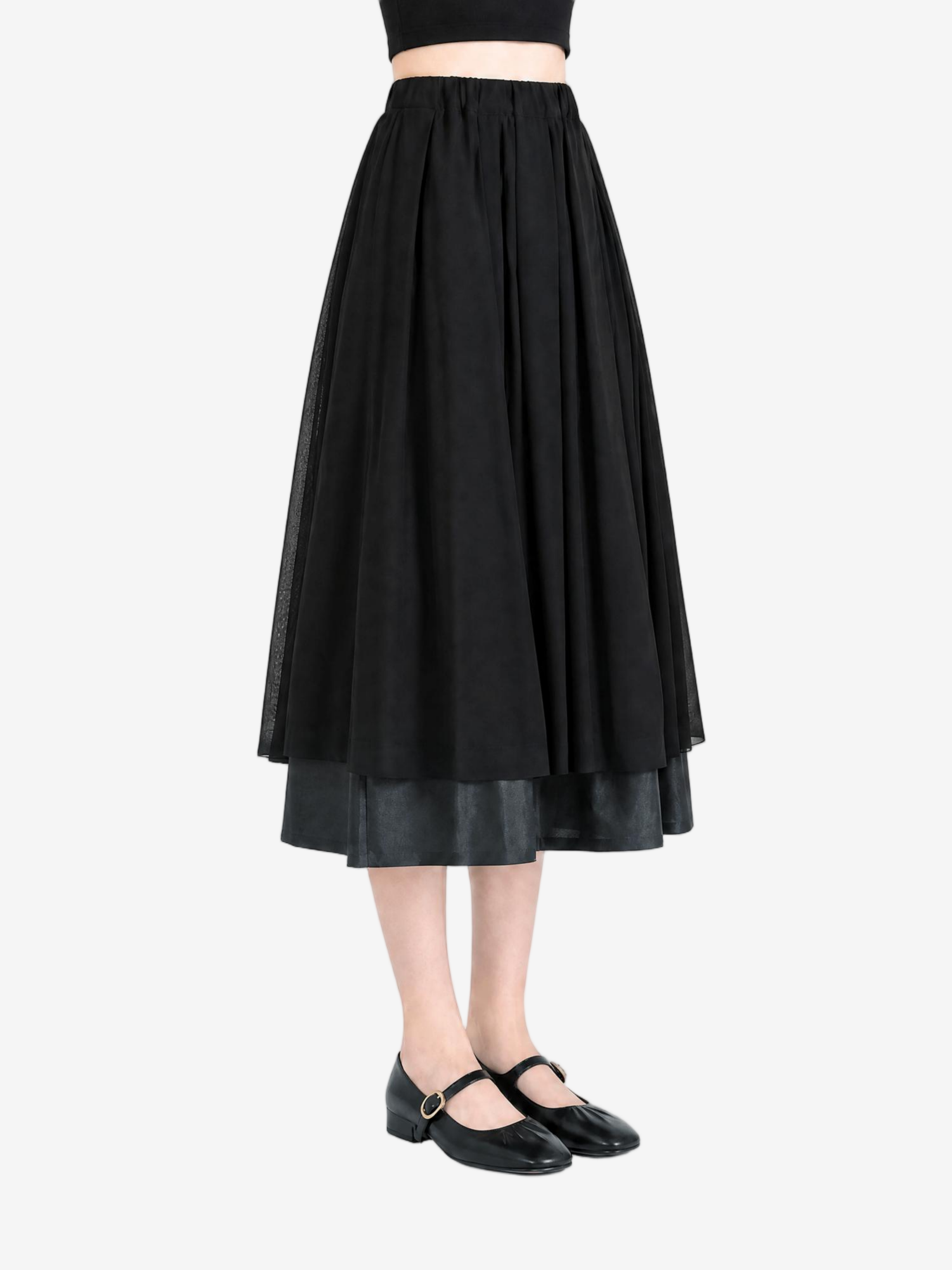 Black skirt, full body view