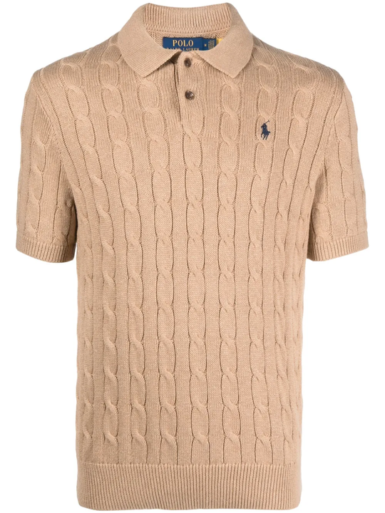 Tan knitwear, front view