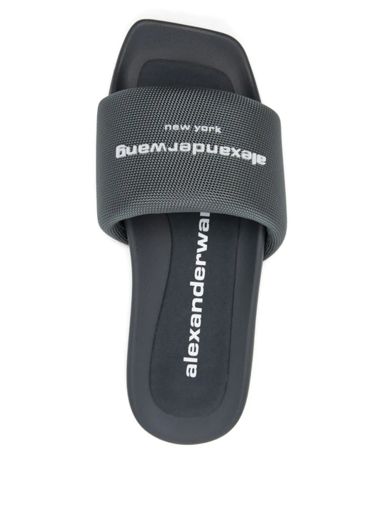 grey sandals, top view