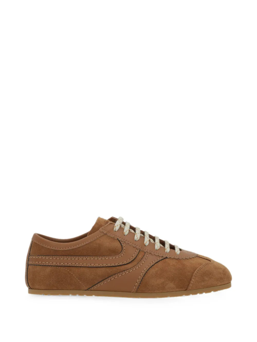 Tan shoes, side view