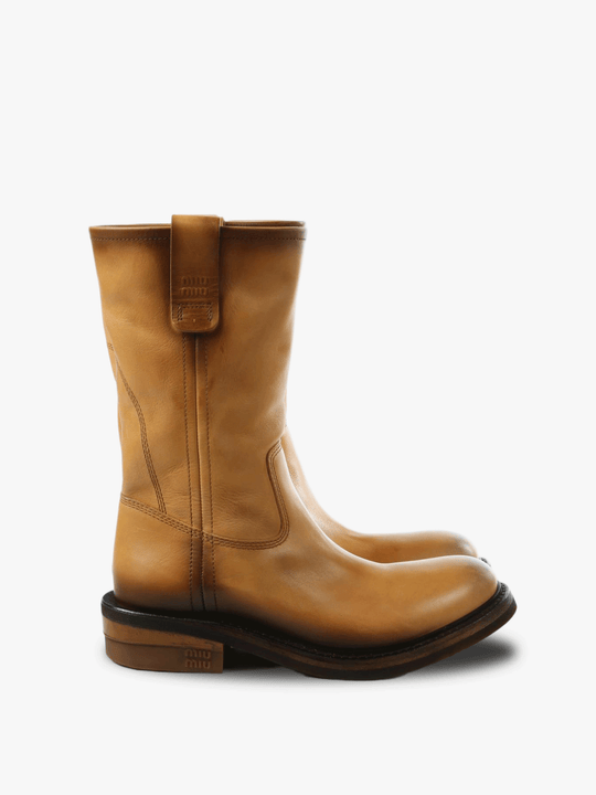 Brown booties, front view