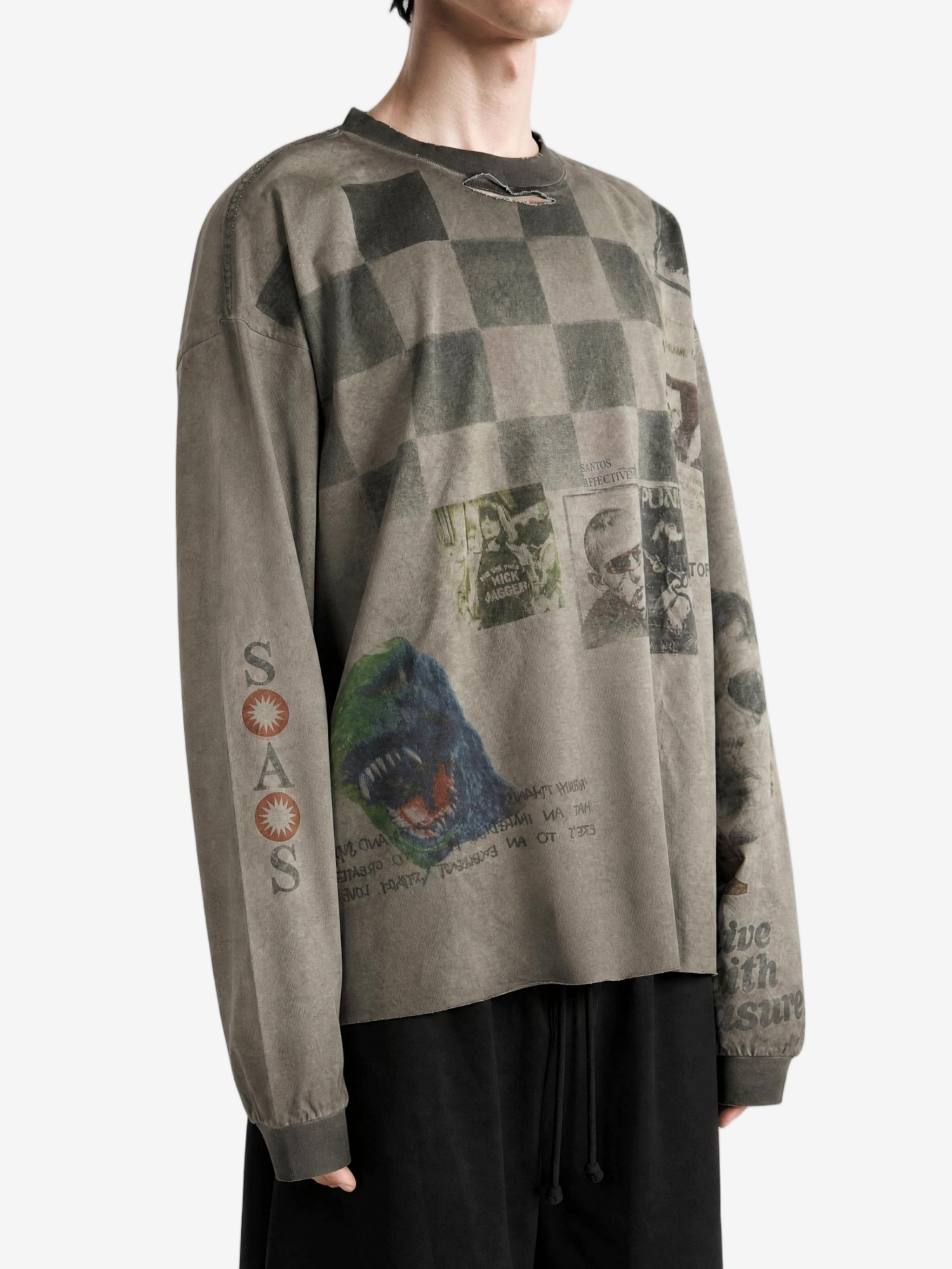 Grey t-shirt worn by a person, showing the t-shirt fit