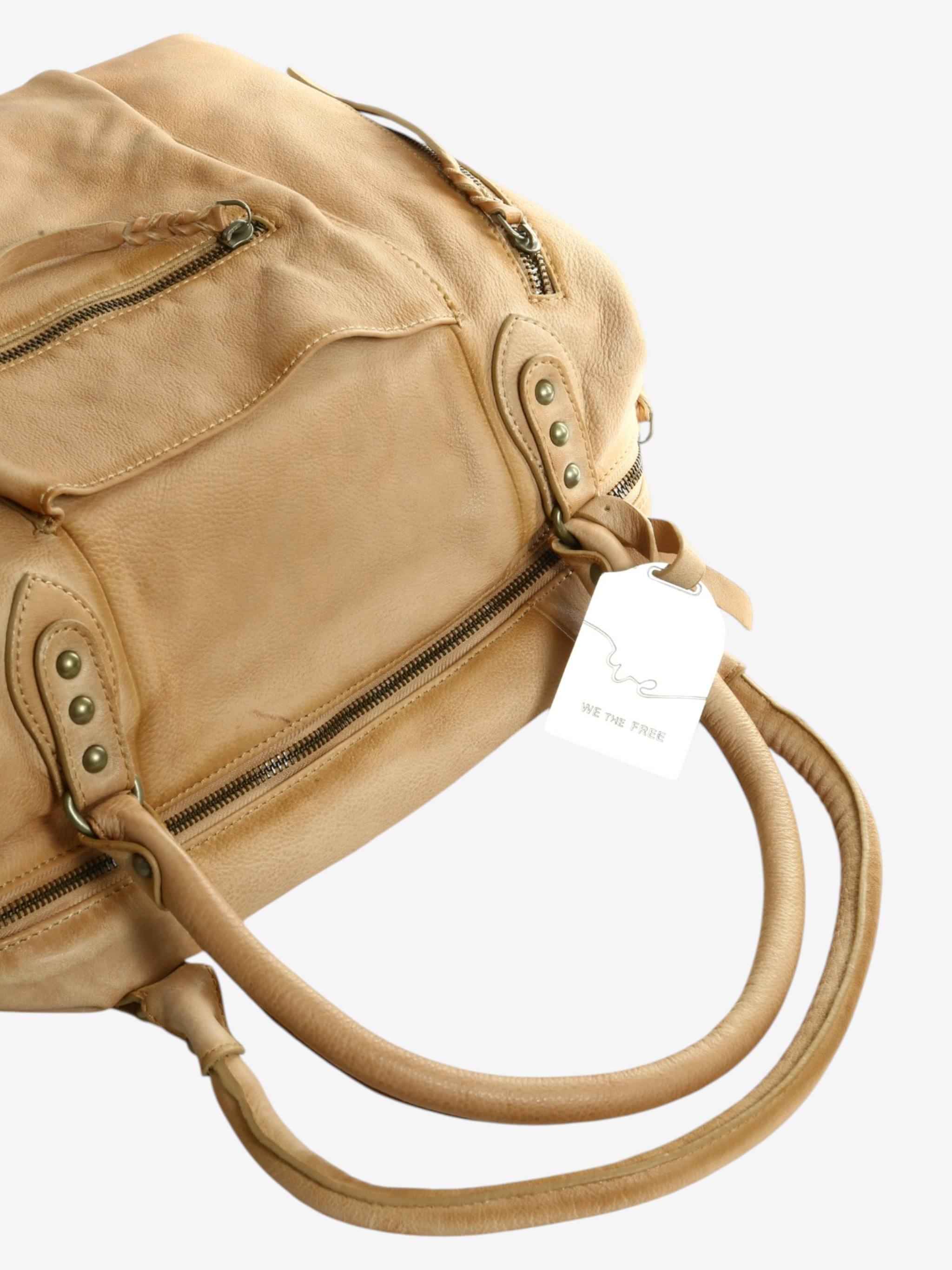 Tan bag, front view