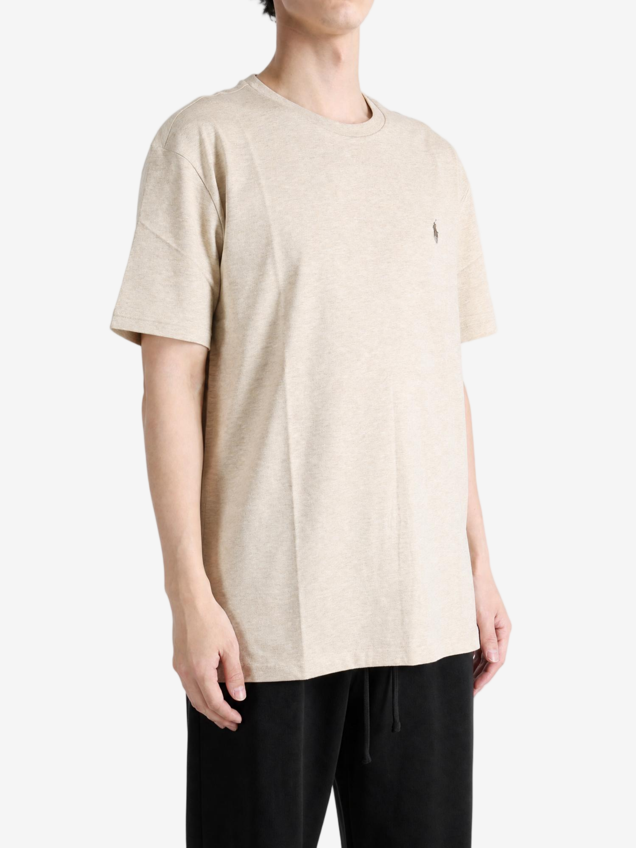 Tan t-shirt, full body view