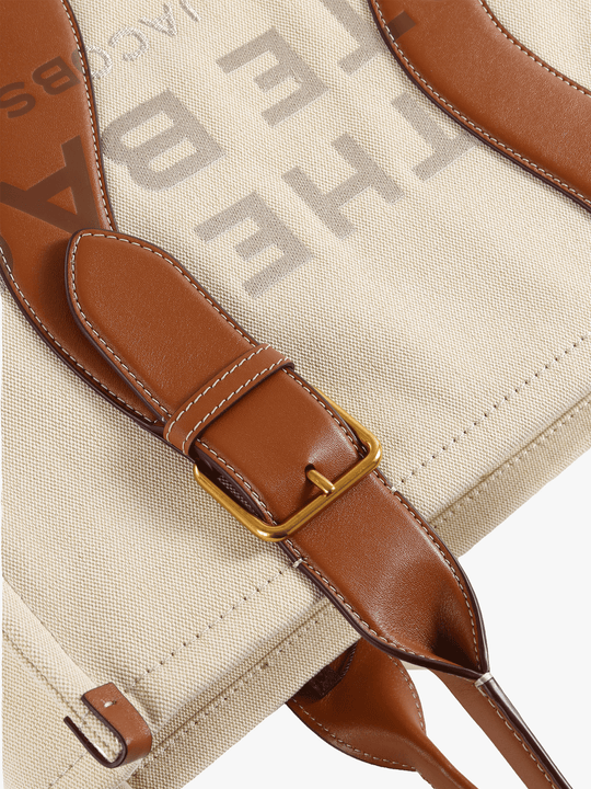 Close up of Tan bag, showing detail