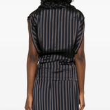 black shirts worn by a person, showing the shirts fit