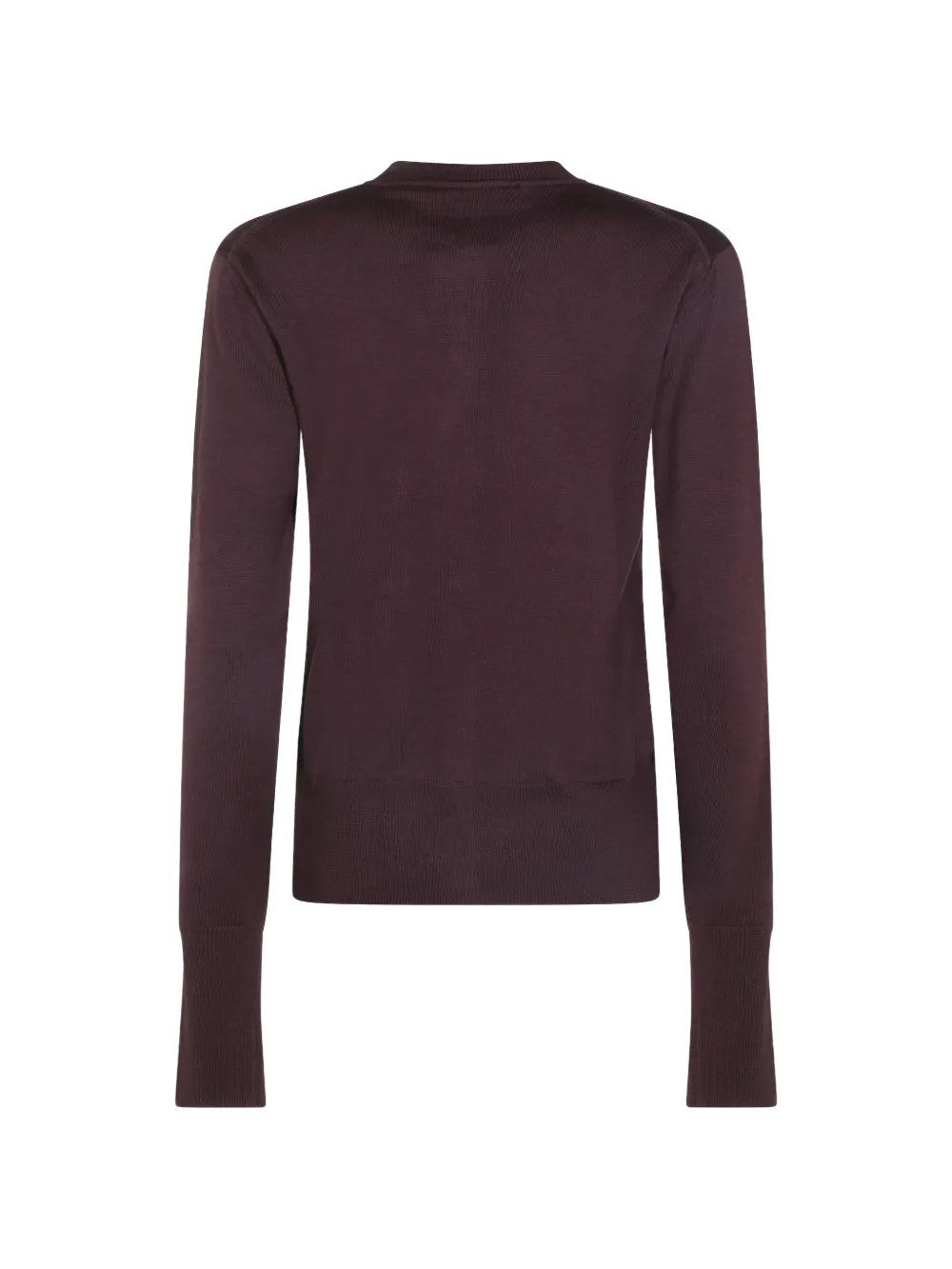 Burgundy knitwear, back view