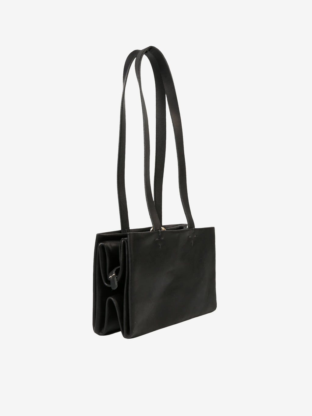 Black handbag, side view