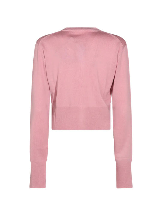 Pink knitwear, back view