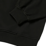 Close up of black hoodie, showing texture of the Cotton fabric