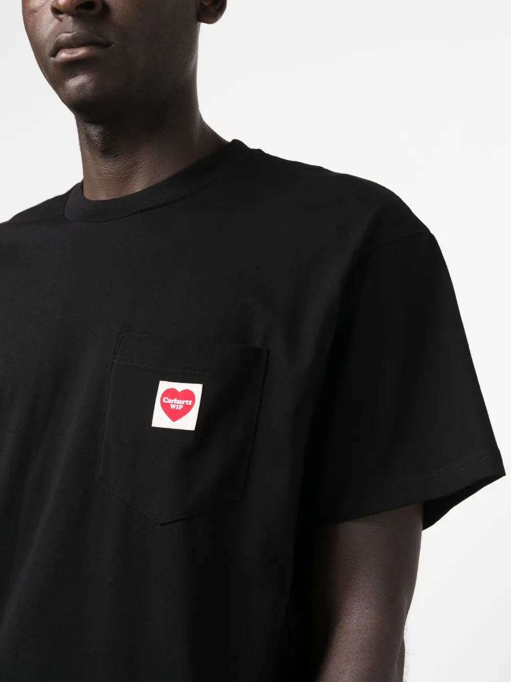Close up of black t-shirt,showing texture of the cotton fabric
