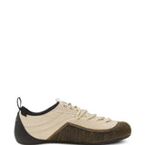 Tan sneakers, front view