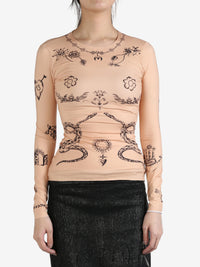 MARINE SERRE - Women Tattoo Printed Jersey Second Skin Crewneck Top