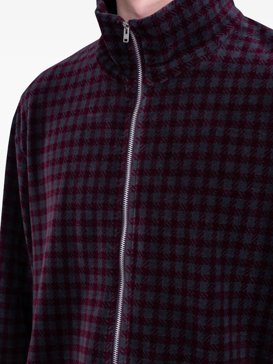 Close up of red sweats-hoodies, showing texture of the Organic Cotton fabric