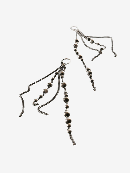 silver earrings, back view