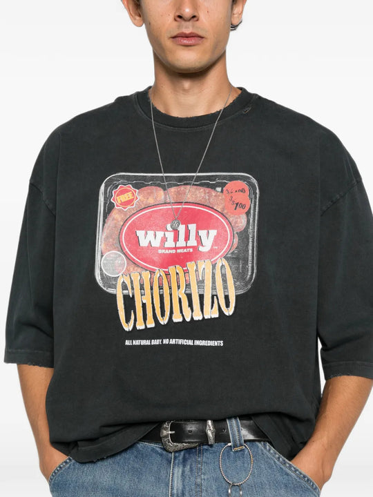 Black t-shirt worn by a person, showing the t-shirt fit