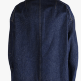 Navy jacket worn by a person, showing the jacket's fit