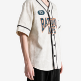 A BATHING APE - Men Solid Camo Multi Logo Baseball Short Sleeve Shirt