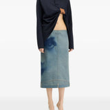 Blue skirt, full body view