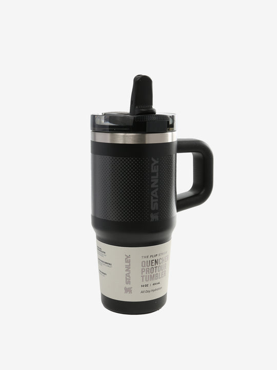 black tumbler, front view