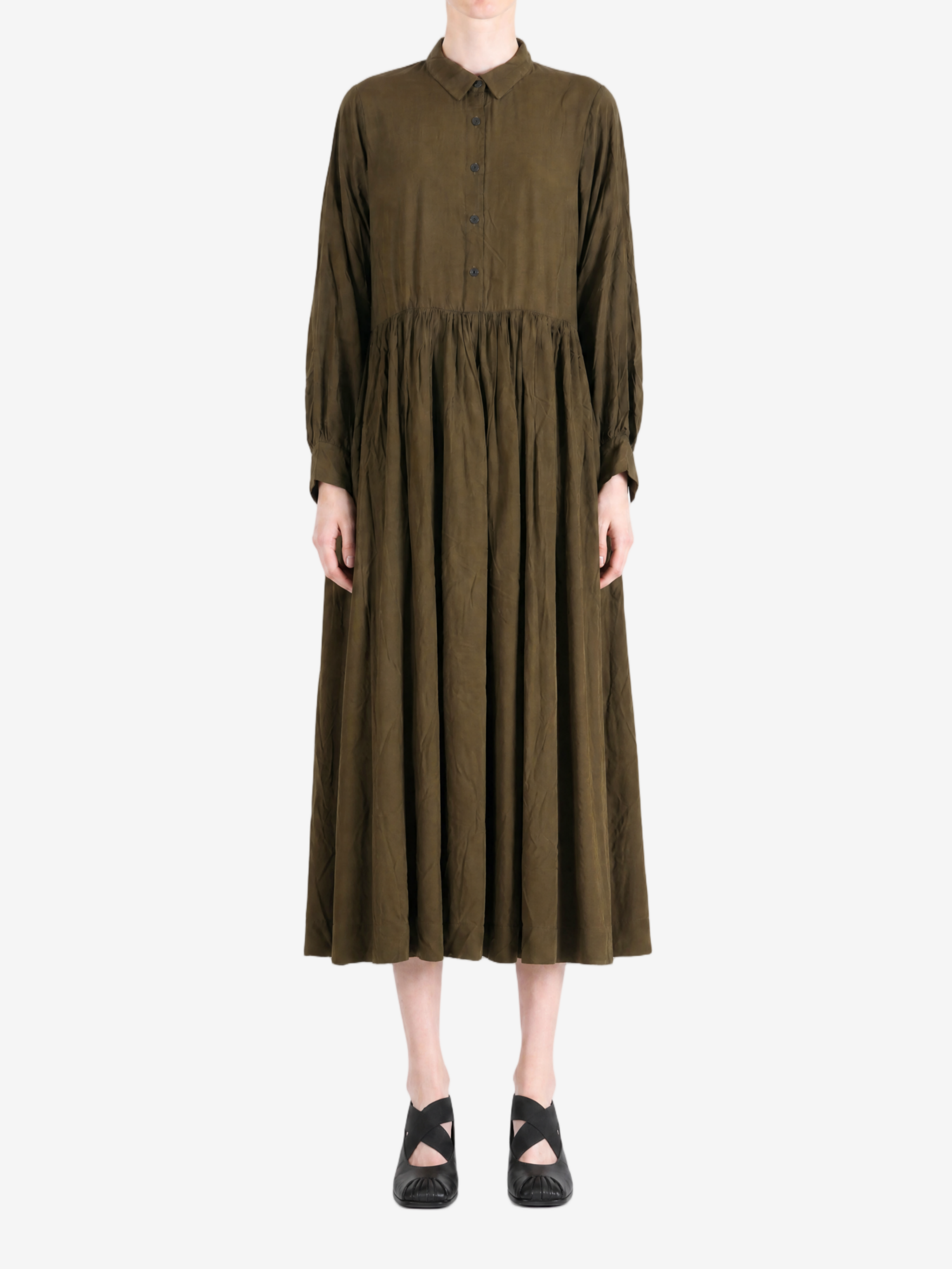 Green dress, full body view