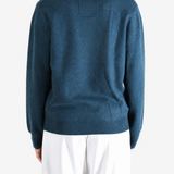 Navy hoodie, full body view