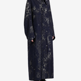 Navy jacket, full body view